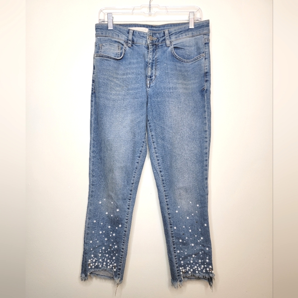 Anthropologie Pilcro Hyphen Mid-Rise Relaxed Pearl Jeans Size 28